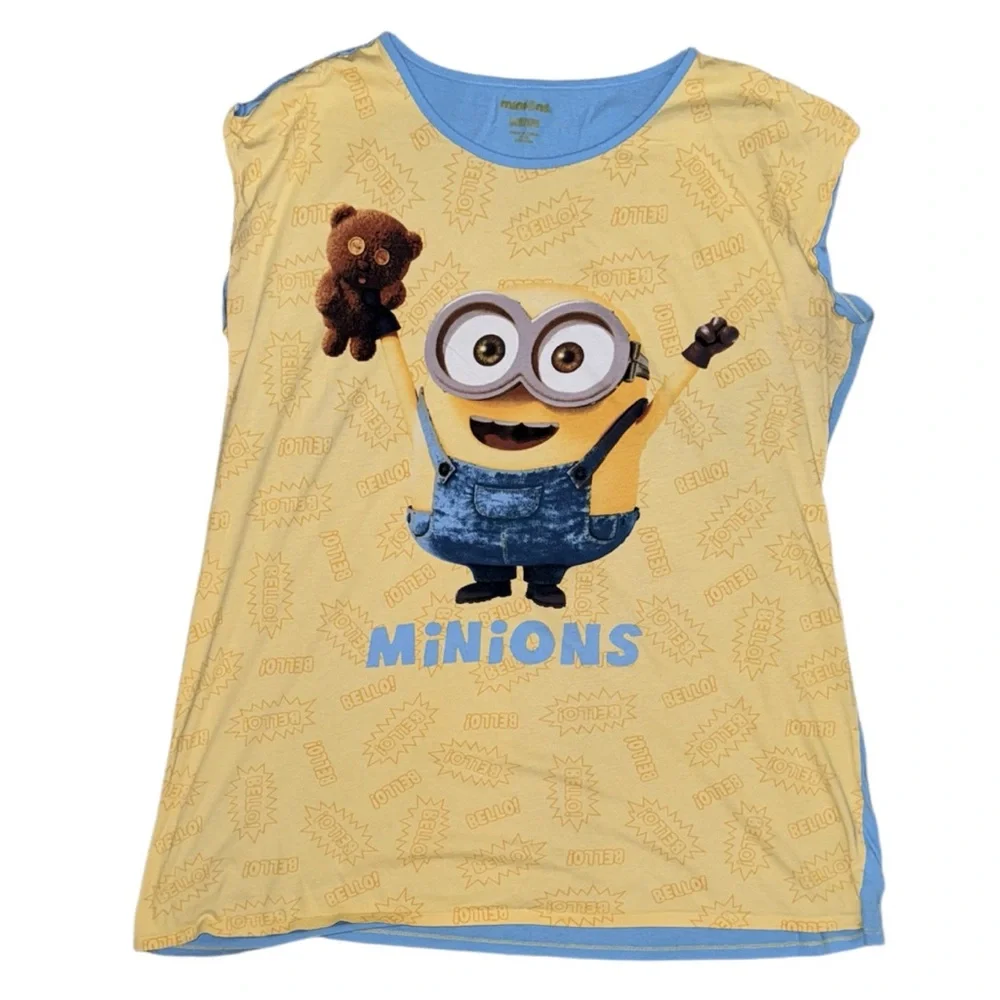 Minions Pajama Top by Illumination – Size 2X – Sleeveless Yellow & Blue